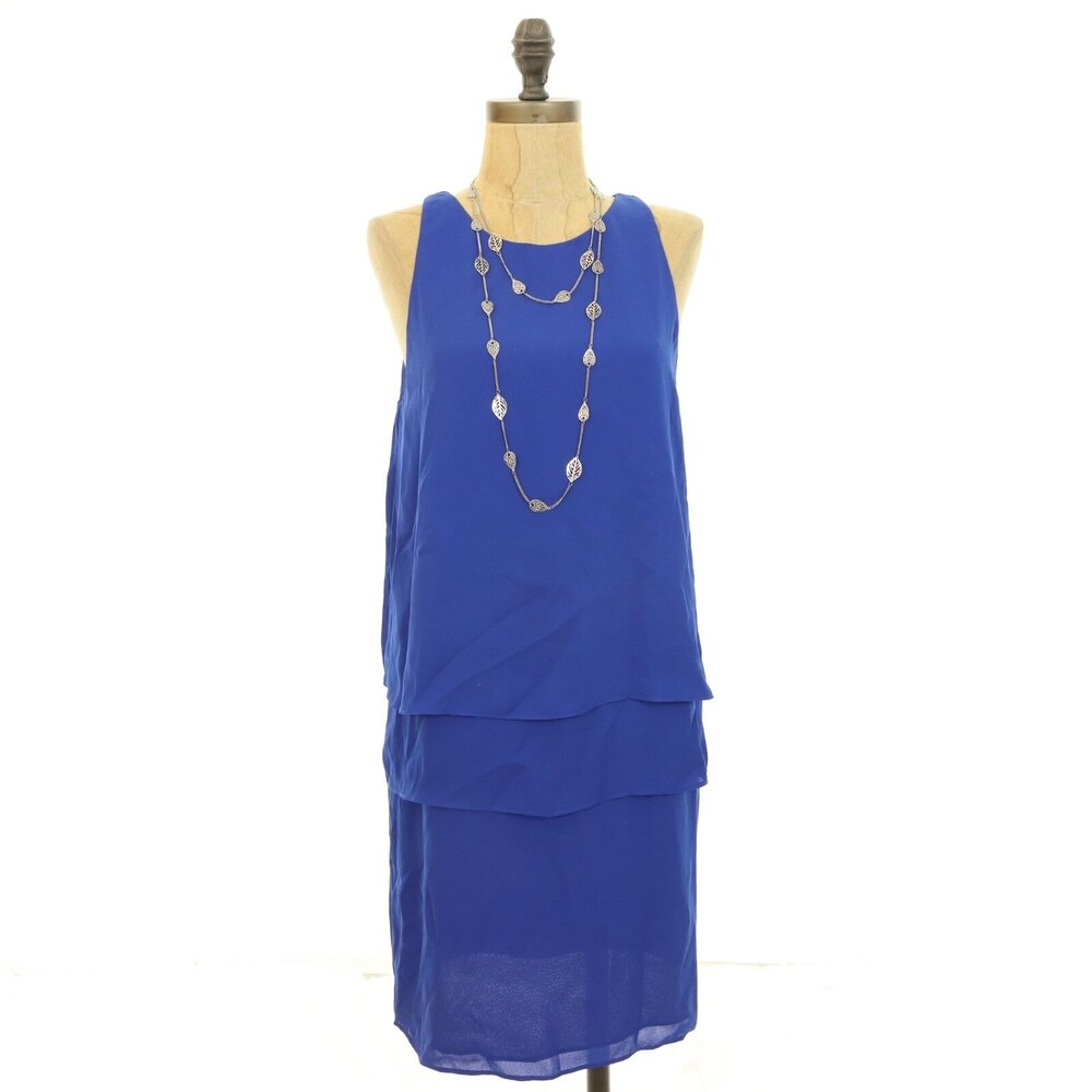 Charles Henry Nordstrom Shift Mini Dress Size S Layered Tiered Blue EUC B91